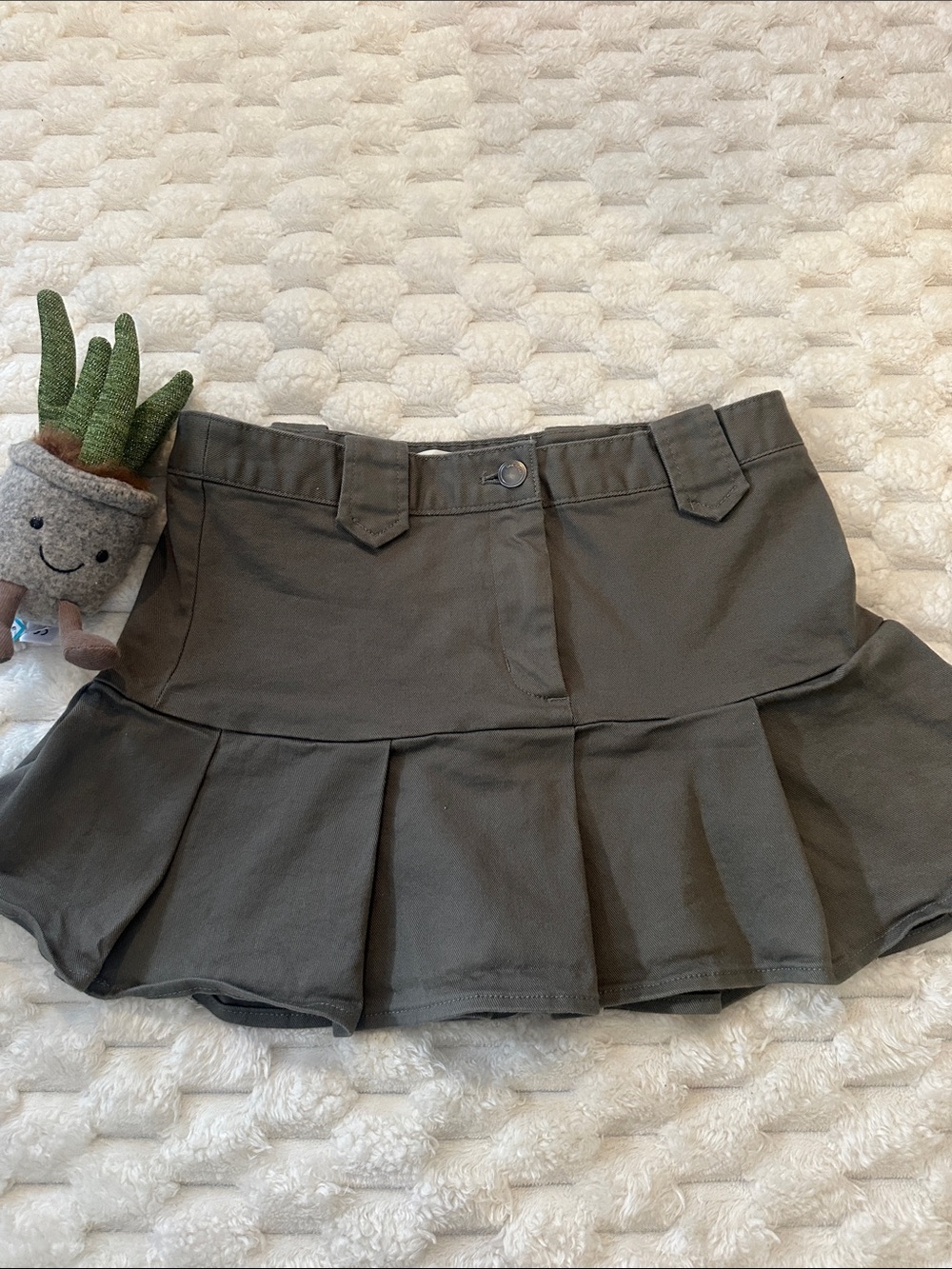 OAK + FORT Olive Green Pleated Mini Skirt